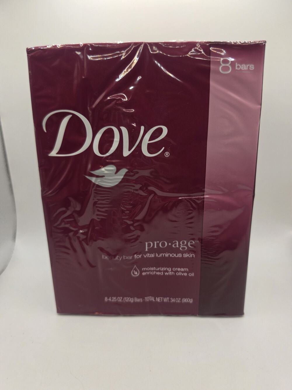 Dove Pro Age Beauty Bar for Luminous Skin w/ Olive Oil‎ 8 Bars Discontinued